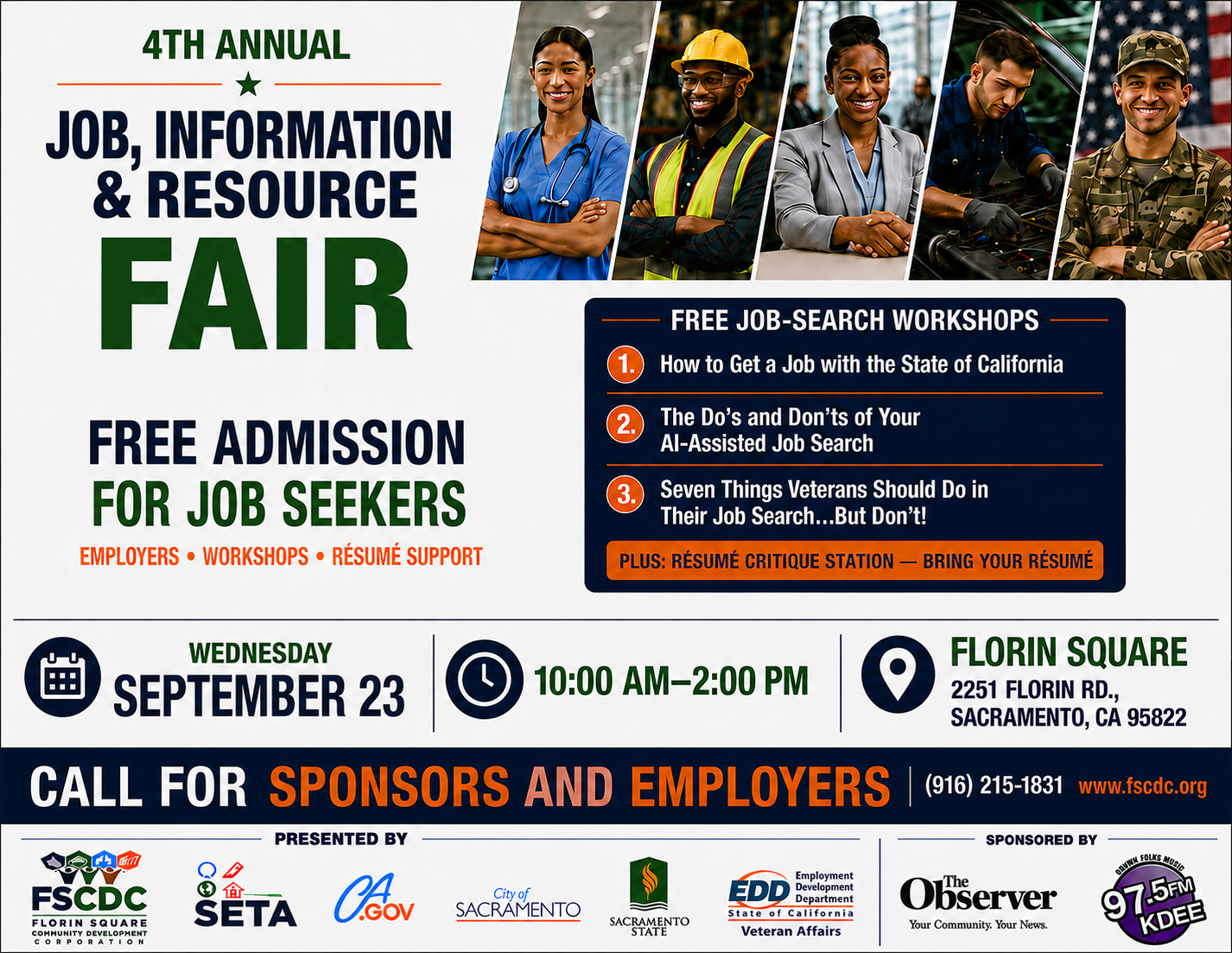 Official 4th Annual Job, Information and Resource Fair campaign flyer showing a diverse workforce